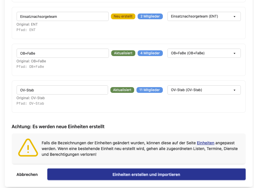 Neue Einheiten