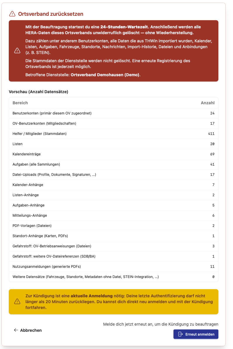 Löschen des Ortsverbands