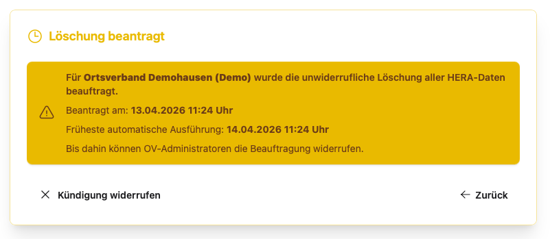 Löschen des Ortsverbands widerrufen