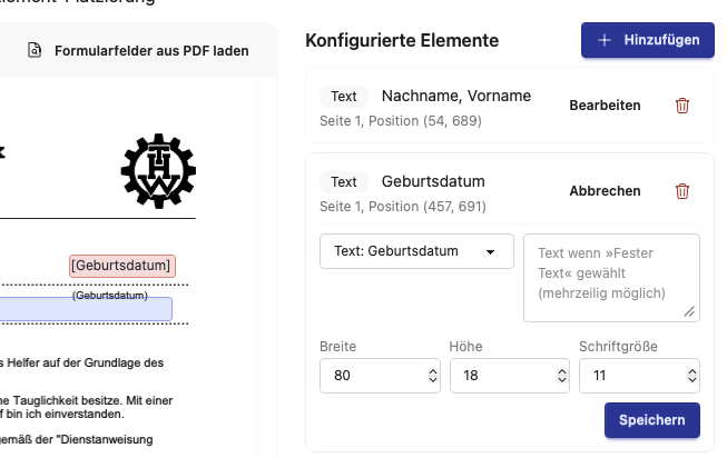 Aufnahmeantrag: Vorlage