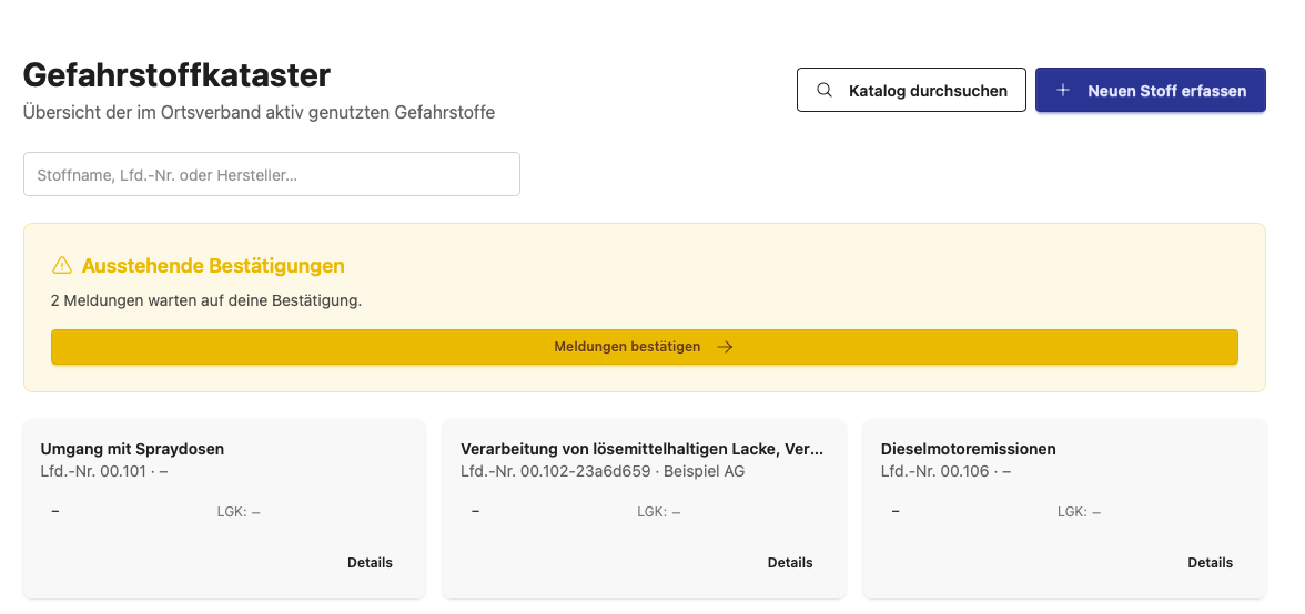 Gefahrstoff beantragt