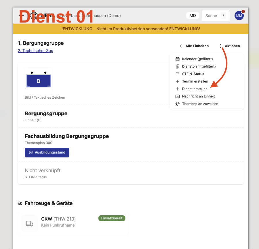 Kalender: Dienst erstellen 