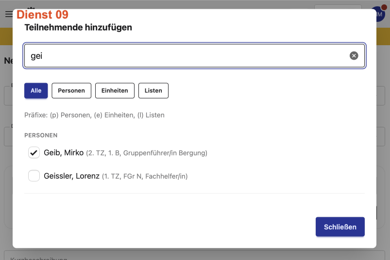 Kalender: Dienst erstellen