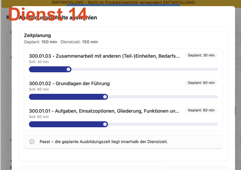 Kalender: Dienst erstellen