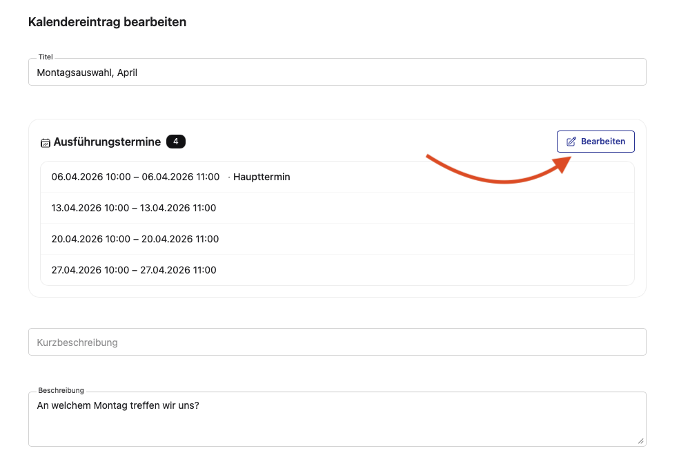 Kalender: Terminplanung