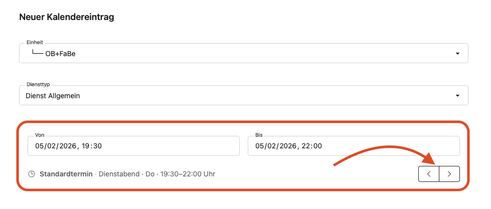 Diensttermine blättern
