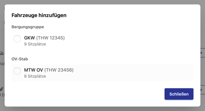 Termin: Fahrzeuge