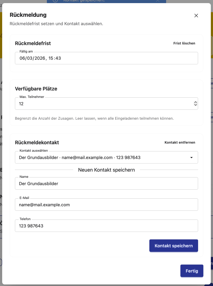 Termin: Rückmeldung