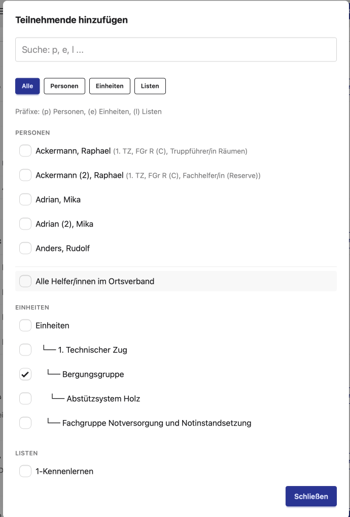 Termin: Teilnehmende
