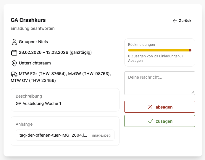 Termin: Zusage