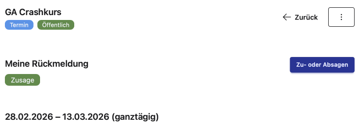 Termin: Zusage