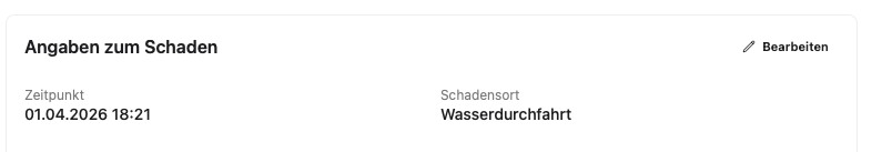 Eingereichte Schadenmeldungen