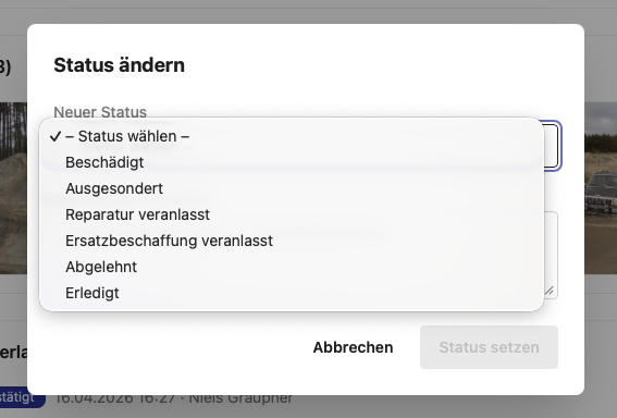 Eingereichte Schadenmeldungen